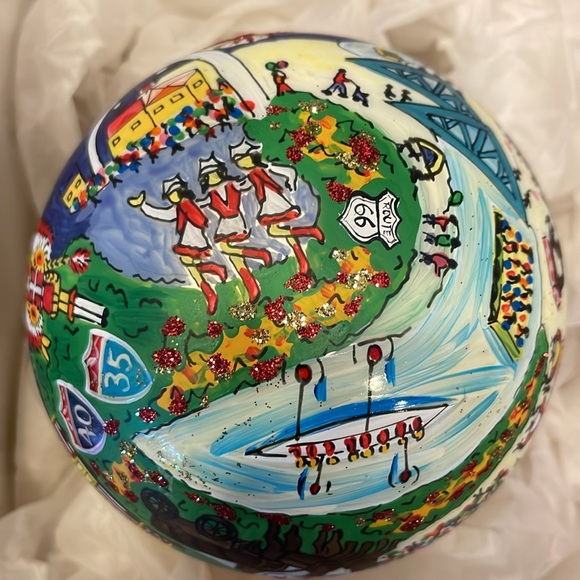 Landmark Creations Michael Storrings Oklahoma Centennial Painted Glass Ornament - Picture 7 of 8